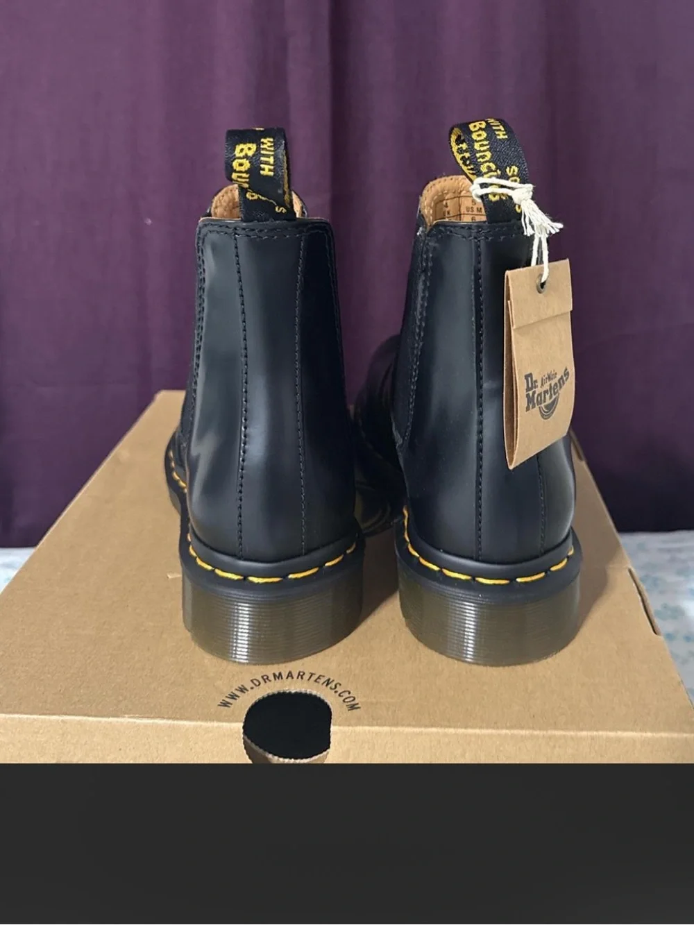 Dr. Martens Black Chelsea Boots with Yellow Stitching